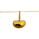 18k Yellow Gold and Diamond Station Ball Necklace and Puffy Heart Pendant 30"