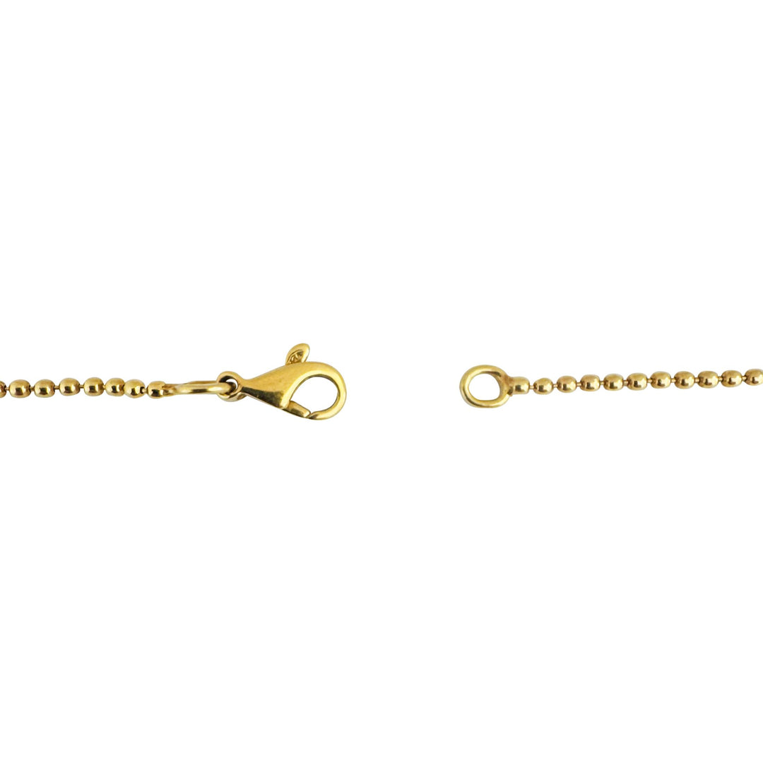 18k Yellow Gold and Diamond Station Ball Necklace and Puffy Heart Pendant 30"