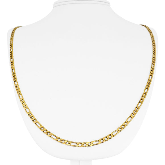 18k Yellow Gold 18.3g Solid Vintage 3.5mm Figaro Link Chain Necklace Italy 27
