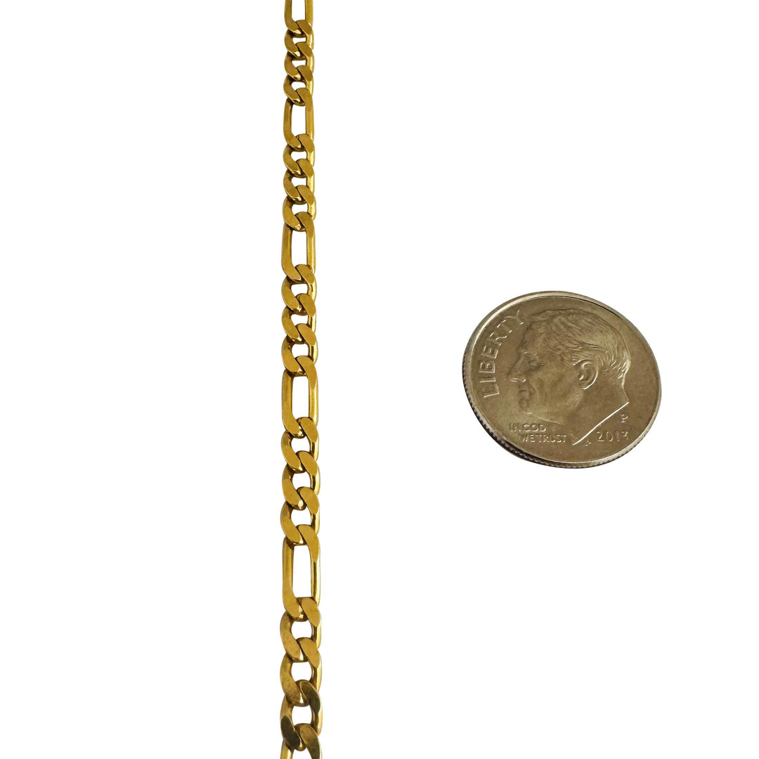 18k Yellow Gold 18.3g Solid Vintage 3.5mm Figaro Link Chain Necklace Italy 27"