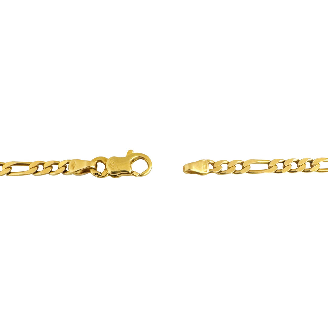 18k Yellow Gold 18.3g Solid Vintage 3.5mm Figaro Link Chain Necklace Italy 27"
