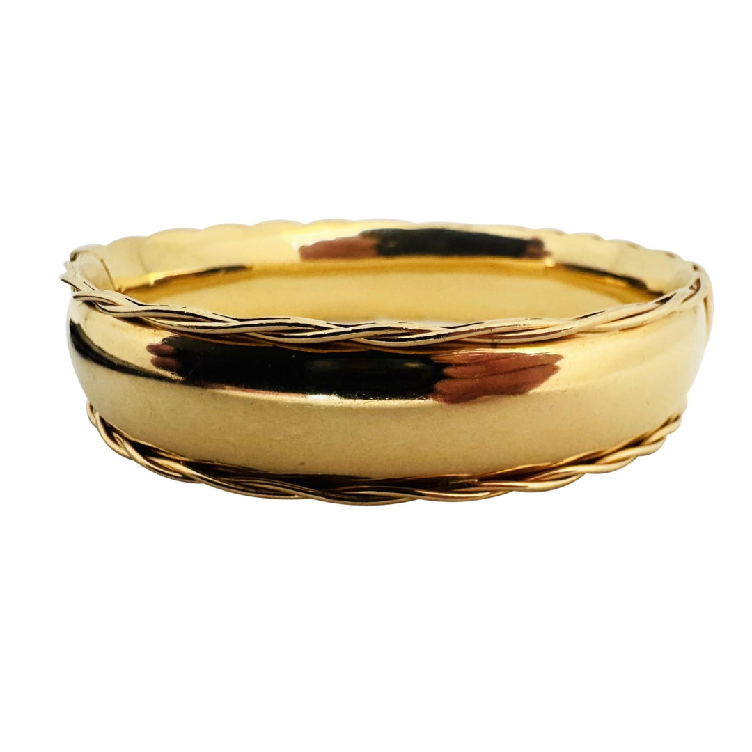 14k Yellow Gold 25g Heavy Polished 13mm Vintage Bangle Bracelet 6.5"
