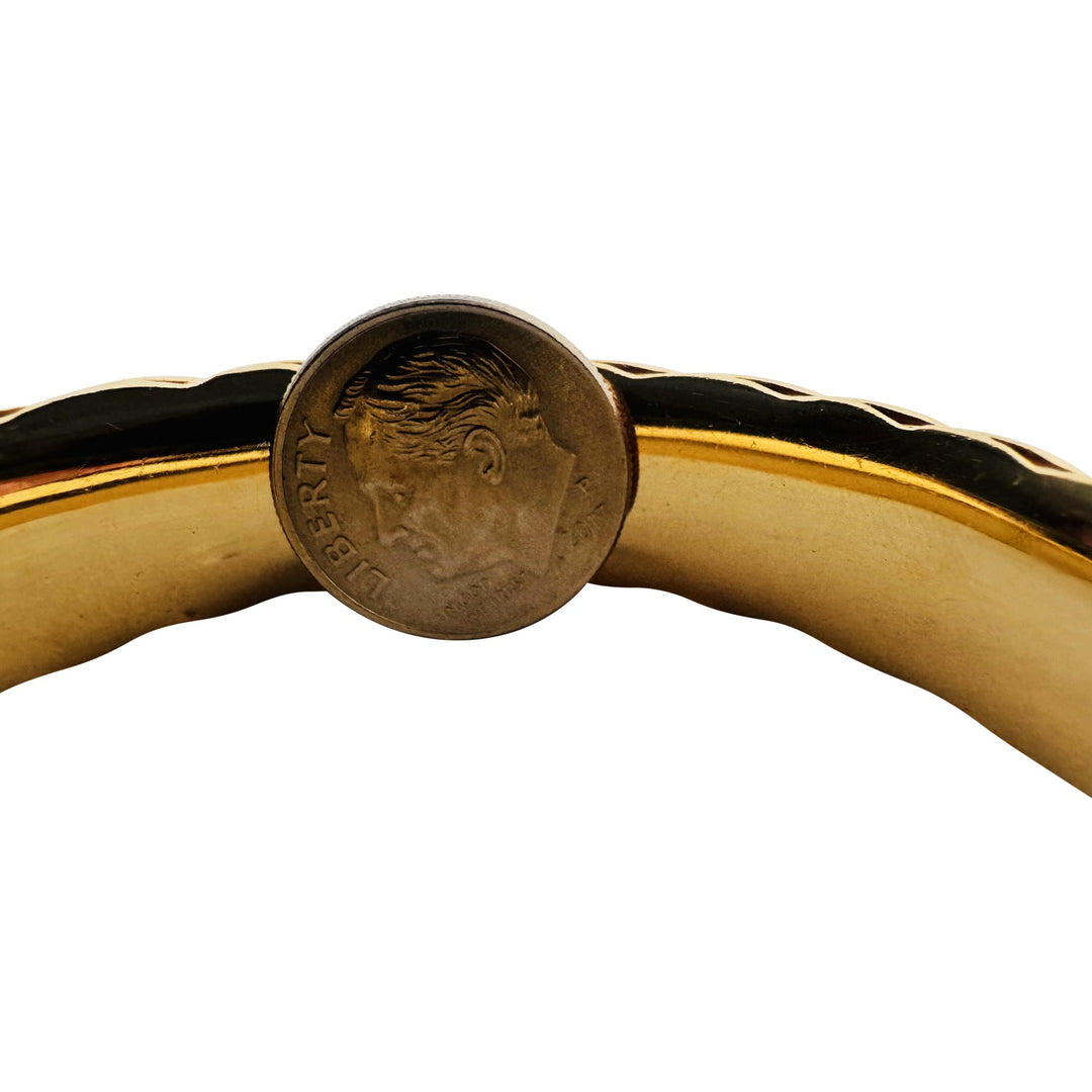 14k Yellow Gold 25g Heavy Polished 13mm Vintage Bangle Bracelet 6.5"