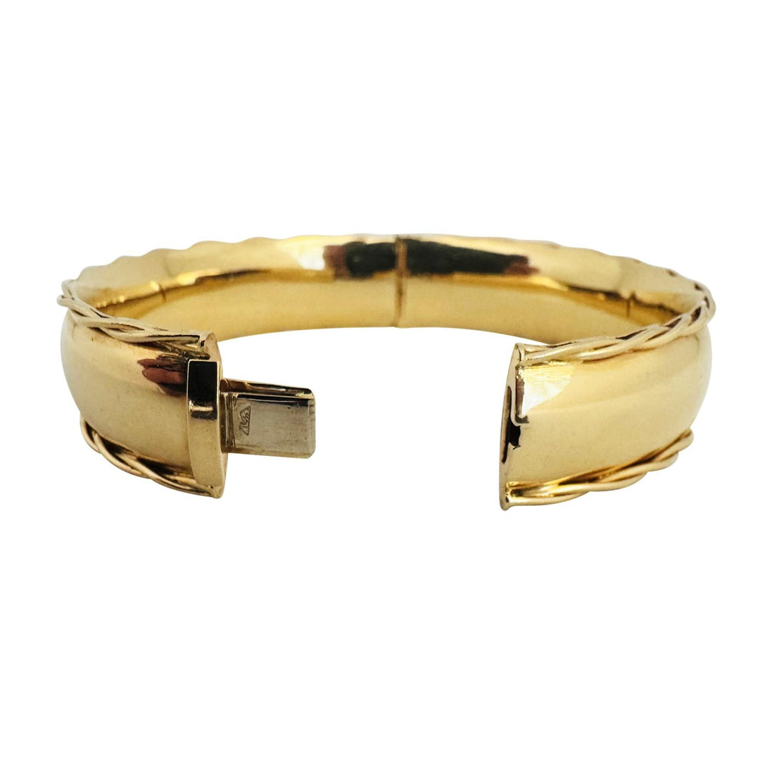 14k Yellow Gold 25g Heavy Polished 13mm Vintage Bangle Bracelet 6.5"