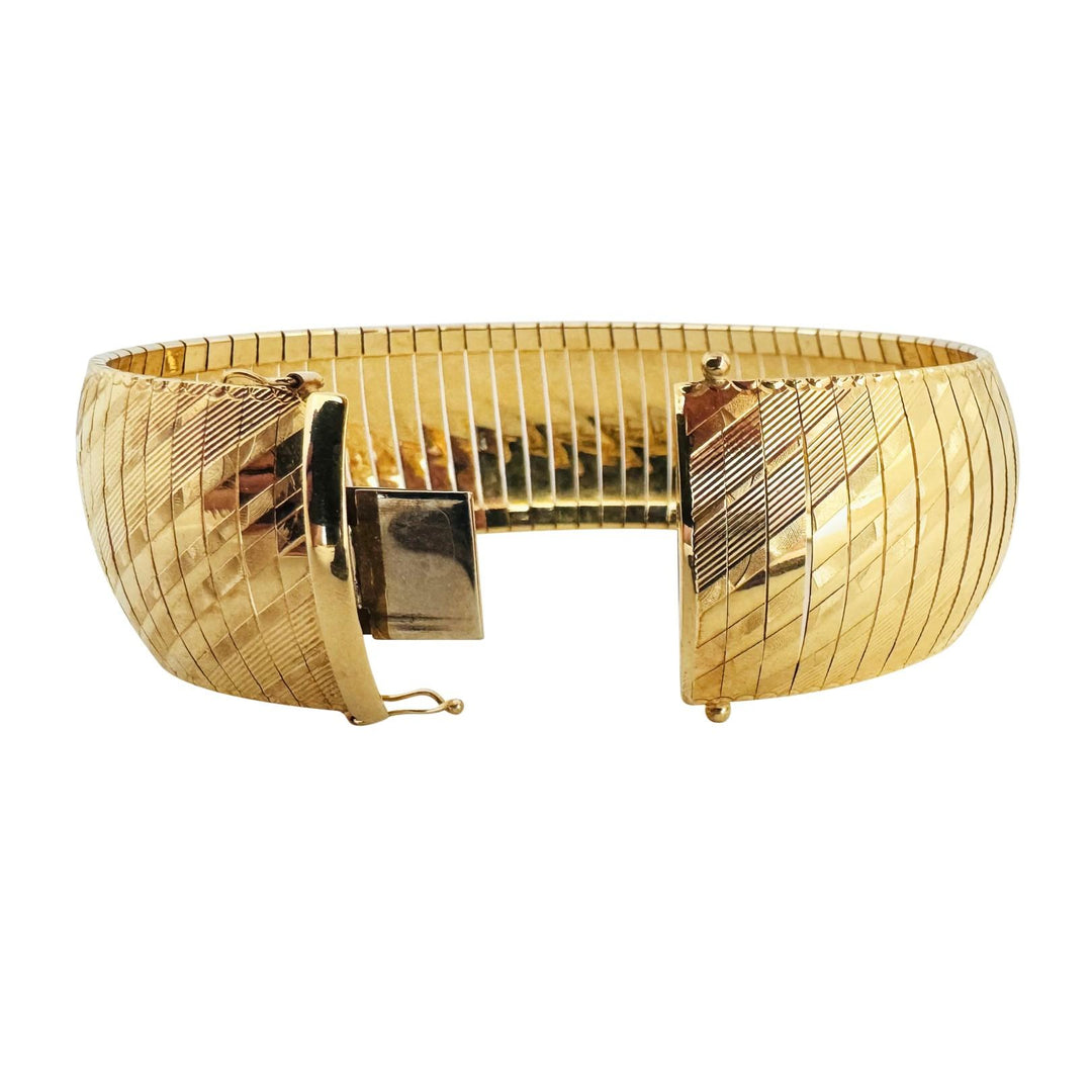 14k Yellow Gold 33.5g Solid Heavy 25mm Vintage Omega Bracelet Italy 7"