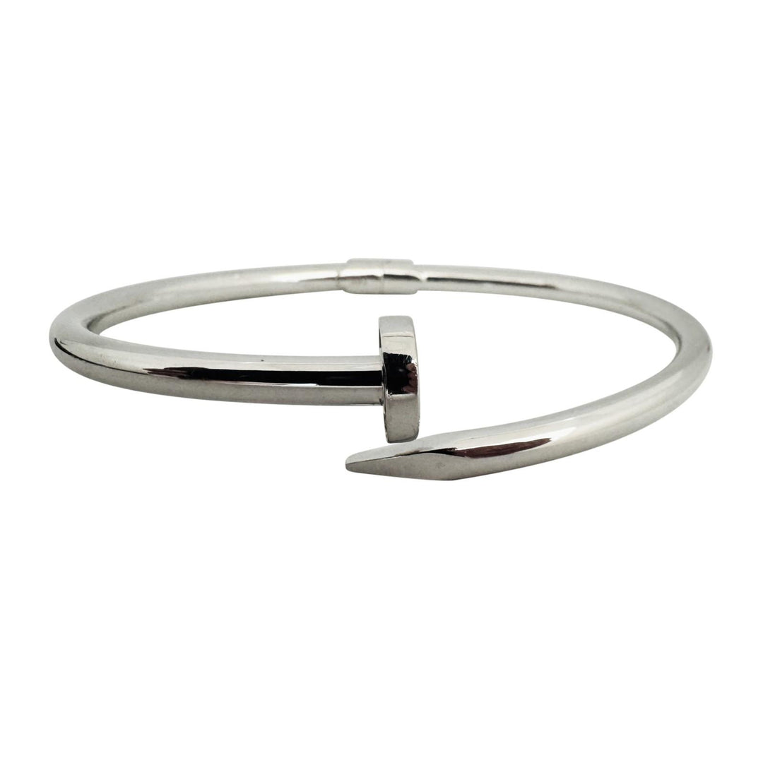 14k White Gold 13.2g Polished Large Hinged Nail Bangle Bracelet 7.75"