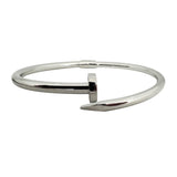 14k White Gold 13.2g Polished Large Hinged Nail Bangle Bracelet 7.75"