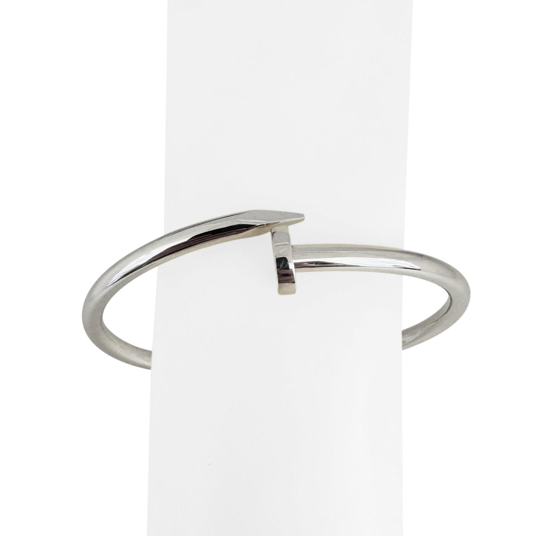 14k White Gold 13.2g Polished Large Hinged Nail Bangle Bracelet 7.75"