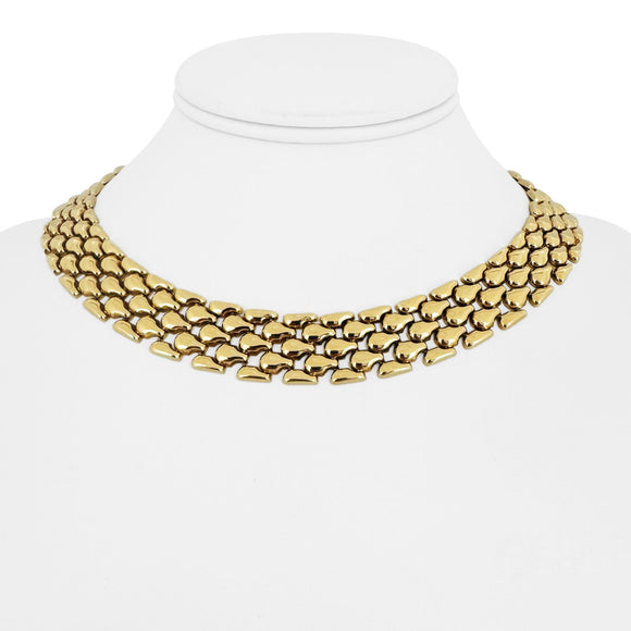 14k Yellow Gold 55g Heavy Ladies 16mm Tear Drop Panther Necklace Italy 16.5