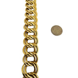 18k Yellow Gold 57.5g Thick Graduated Double Curb Link Necklace Italy 16.5"