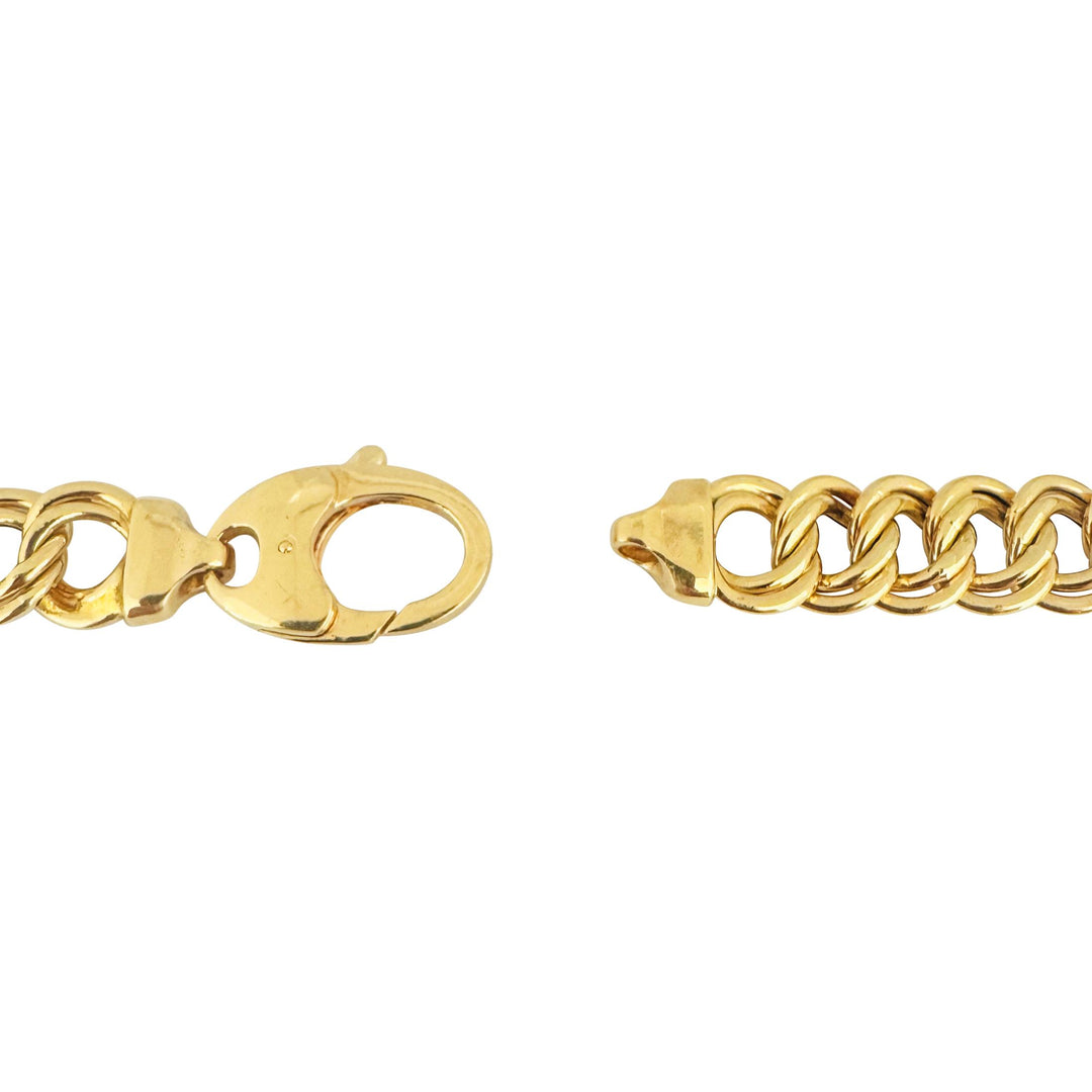 18k Yellow Gold 57.5g Thick Graduated Double Curb Link Necklace Italy 16.5"