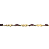14k Yellow Gold Amethyst and Diamond 4.5g Ladies Fancy Link Bracelet 7"