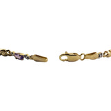14k Yellow Gold Amethyst and Diamond 4.5g Ladies Fancy Link Bracelet 7"