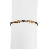14k Yellow Gold Amethyst and Diamond 4.5g Ladies Fancy Link Bracelet 7"