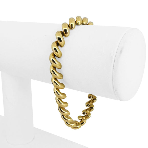 14k Yellow Gold 15g Ladies Polished 7.5mm San Marco Link Bracelet Turkey 7