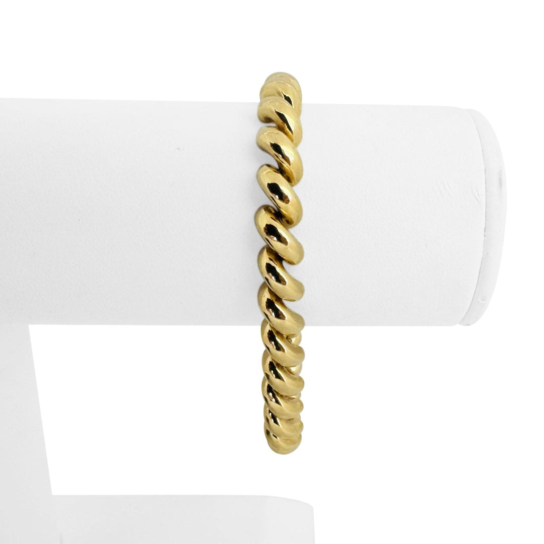 14k Yellow Gold 15g Ladies Polished 7.5mm San Marco Link Bracelet Turkey 7"