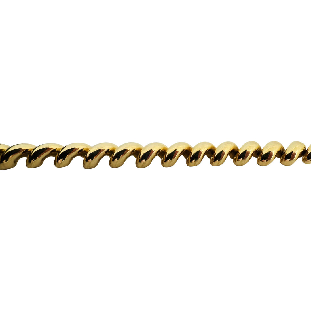 14k Yellow Gold 15g Ladies Polished 7.5mm San Marco Link Bracelet Turkey 7"