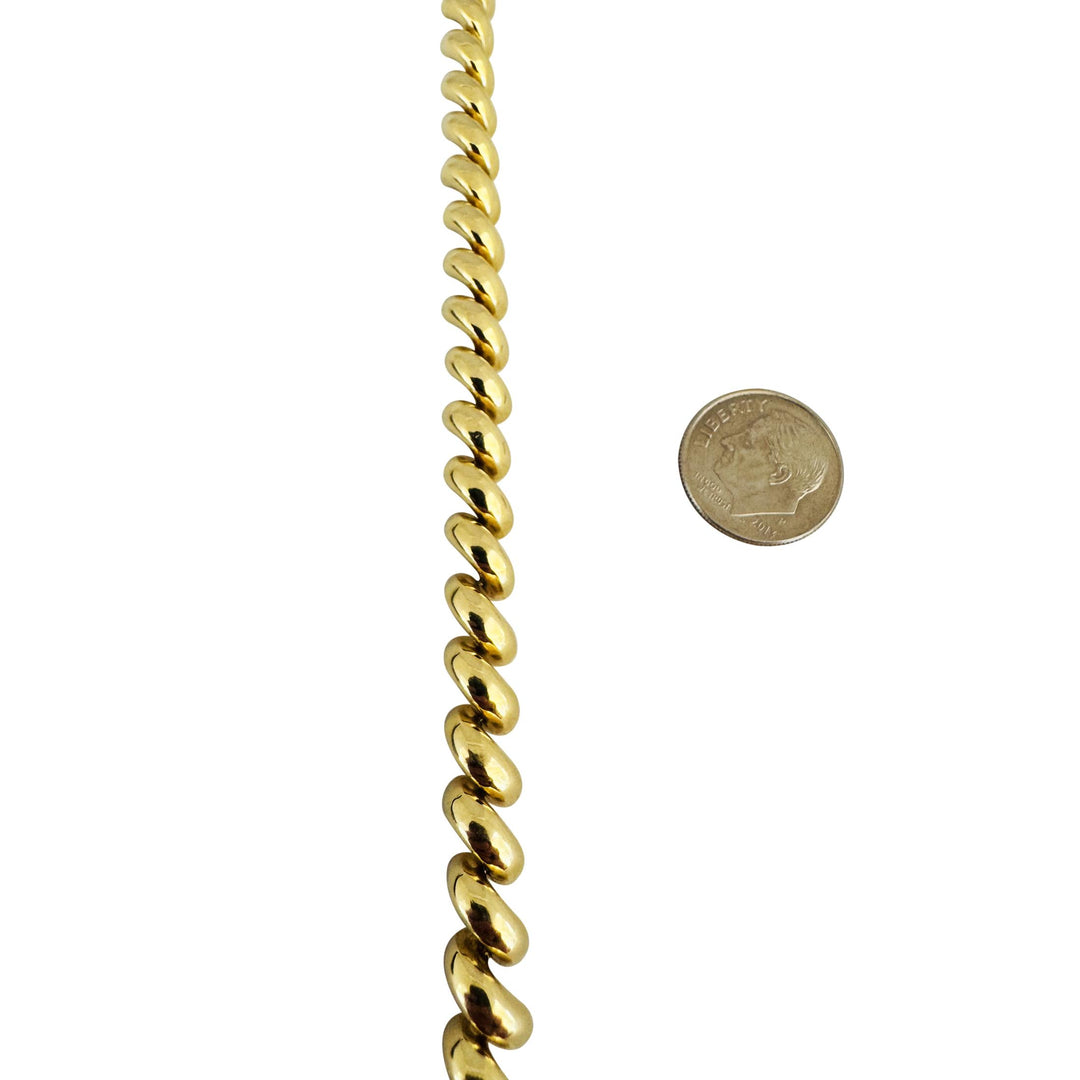 14k Yellow Gold 15g Ladies Polished 7.5mm San Marco Link Bracelet Turkey 7"