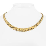 14k Yellow Gold 26g Solid Graduated Flattened Wheat Link Necklace 17"