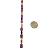 14k Yellow Gold Lavender Jade and Amethyst 9.4g Asian Link Bracelet 7.25"