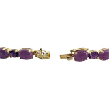 14k Yellow Gold Lavender Jade and Amethyst 9.4g Asian Link Bracelet 7.25"