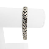 14k White Gold 16g Ladies Ribbed 9mm Chevron Link Bracelet 7"