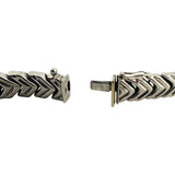 14k White Gold 16g Ladies Ribbed 9mm Chevron Link Bracelet 7"
