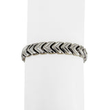 14k White Gold 16g Ladies Ribbed 9mm Chevron Link Bracelet 7"