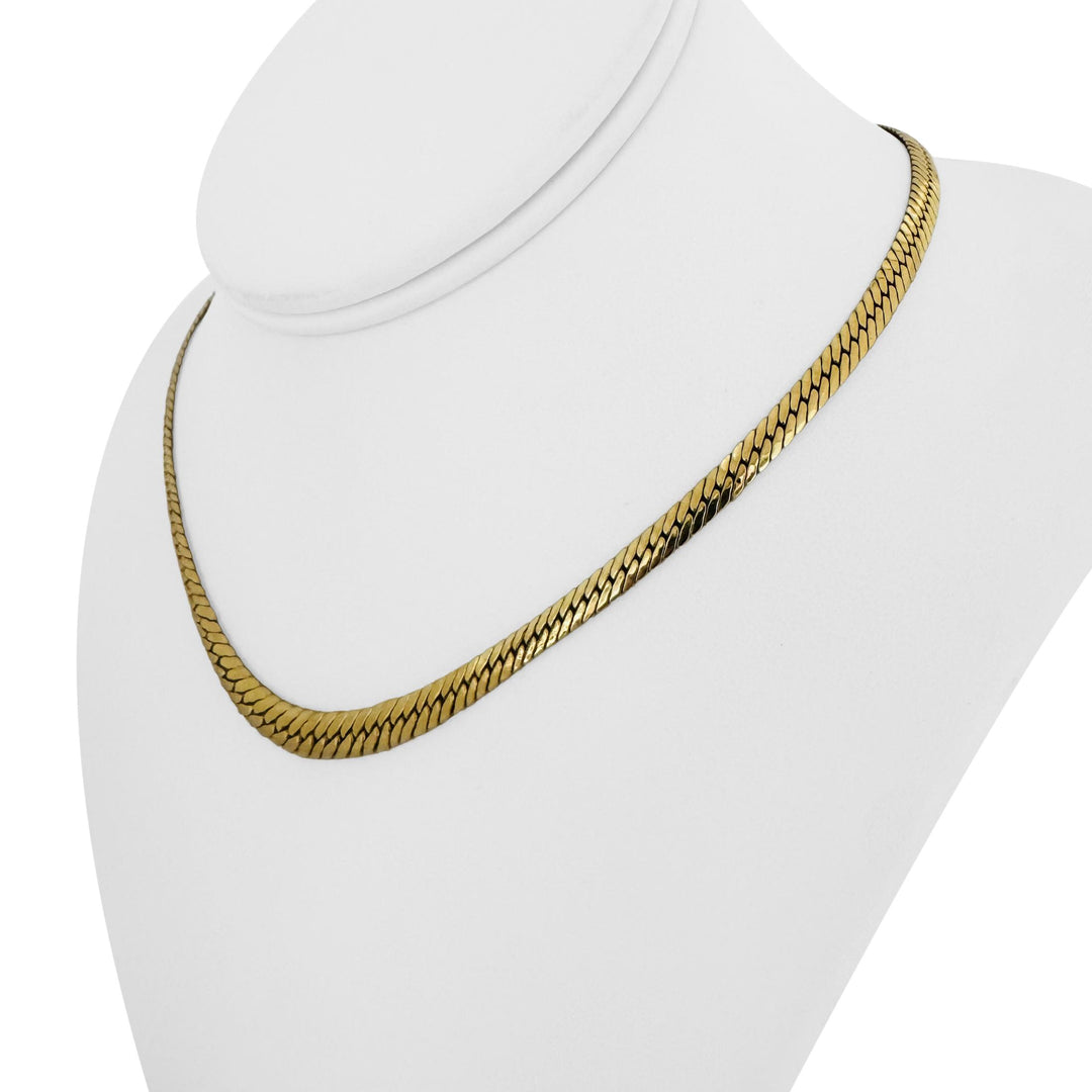 14k Yellow Gold 7.4g Graduated Thick Flattened Curb Link Necklace Italy 16.5"