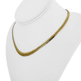 14k Yellow Gold 7.4g Graduated Thick Flattened Curb Link Necklace Italy 16.5"