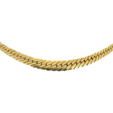 14k Yellow Gold 7.4g Graduated Thick Flattened Curb Link Necklace Italy 16.5"