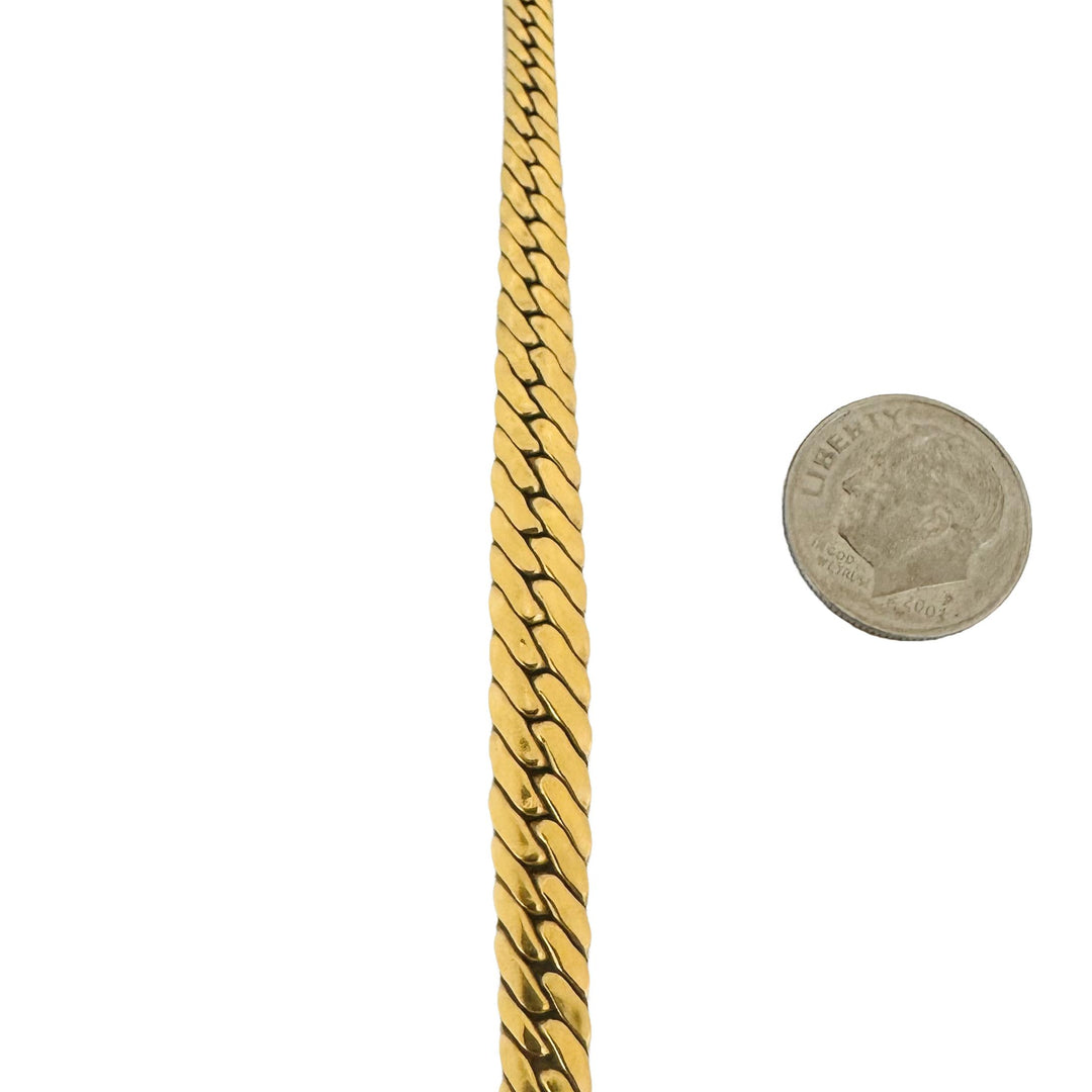 14k Yellow Gold 7.4g Graduated Thick Flattened Curb Link Necklace Italy 16.5"