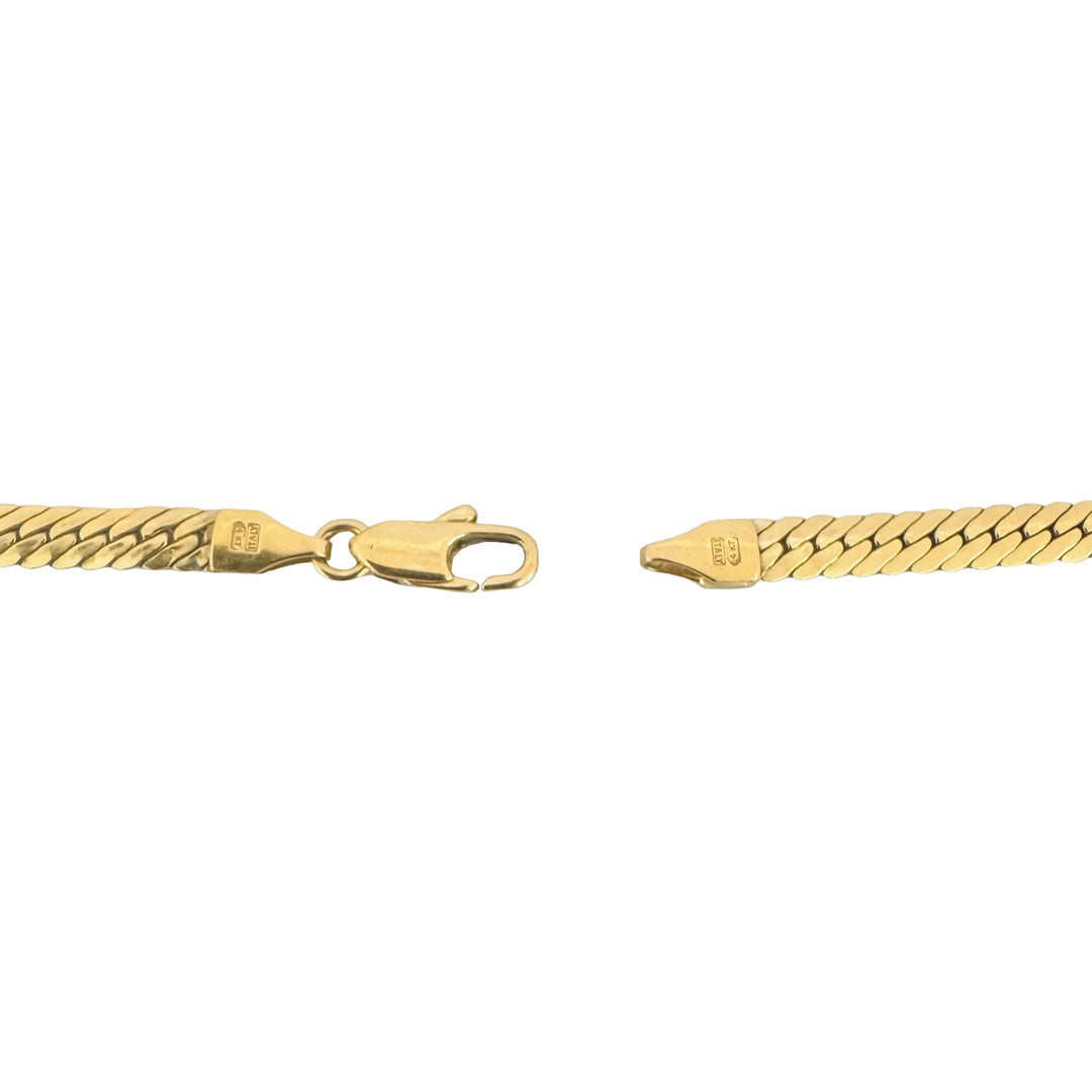 14k Yellow Gold 7.4g Graduated Thick Flattened Curb Link Necklace Italy 16.5"