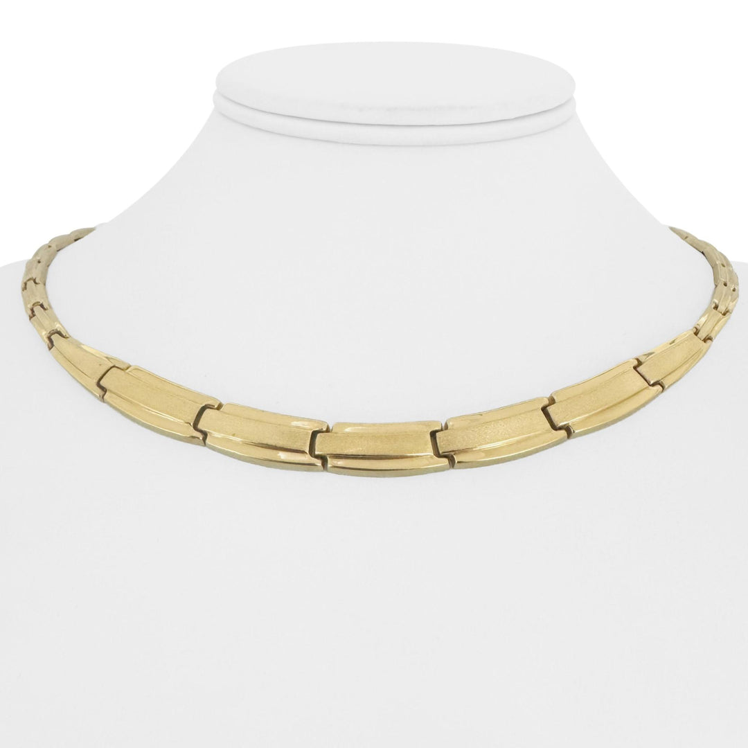 14k Yellow Gold 16.1g Ladies Graduated Fancy Panel Link Necklace 17"