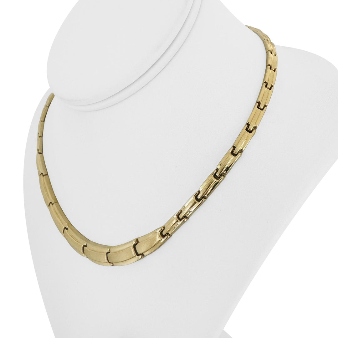 14k Yellow Gold 16.1g Ladies Graduated Fancy Panel Link Necklace 17"