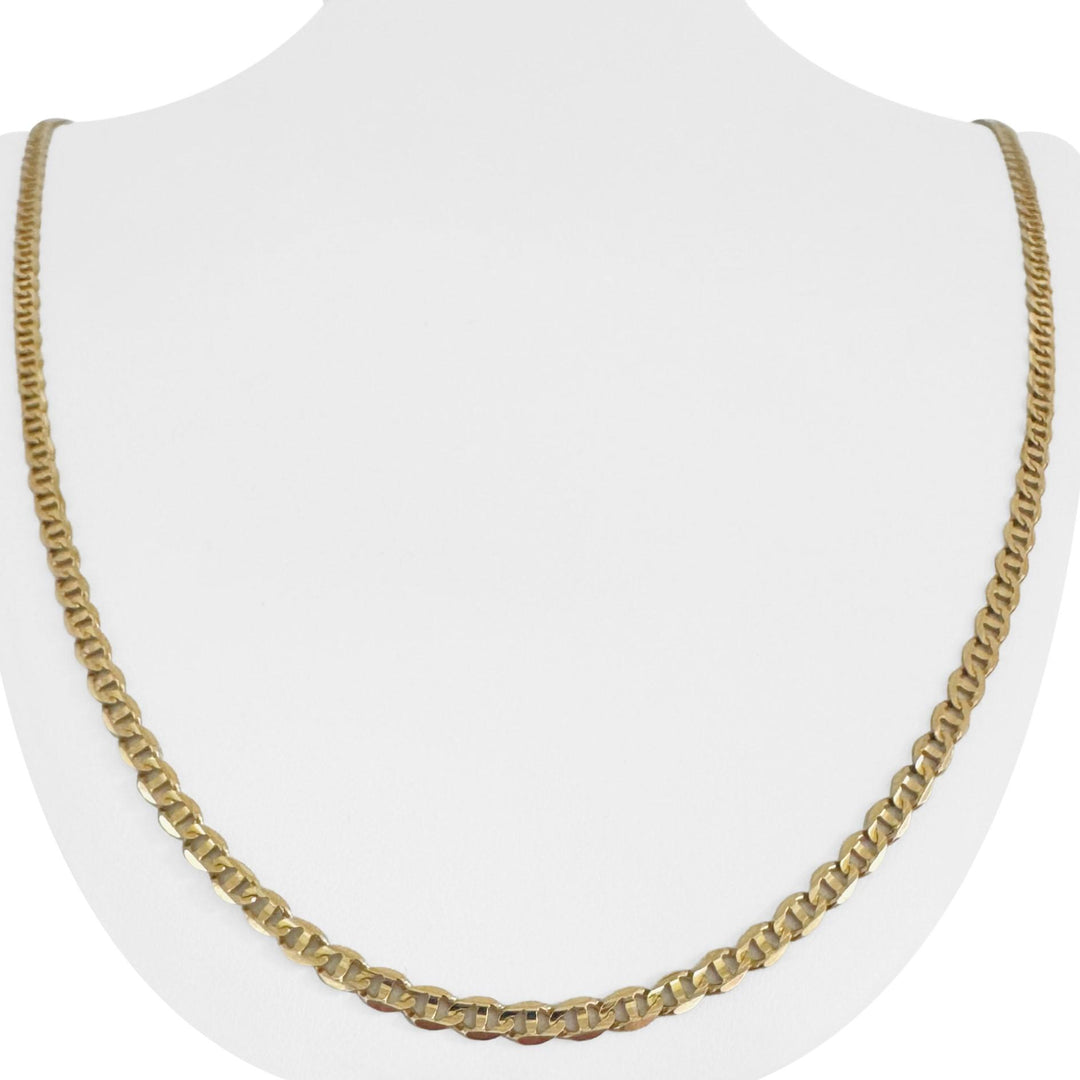 14k Yellow Gold 10g Solid Thin 3mm Mariner Link Chain Necklace Italy 26"