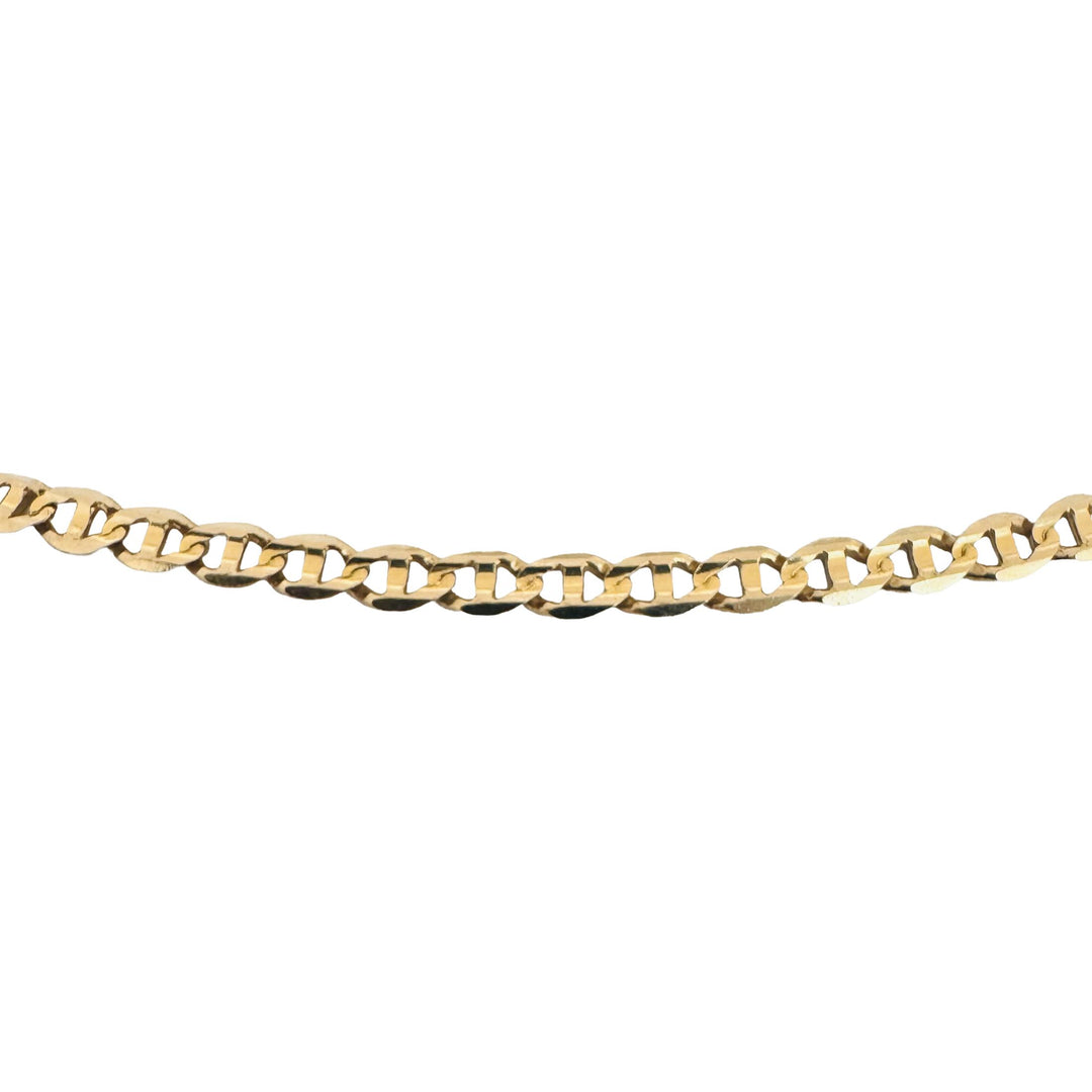 14k Yellow Gold 10g Solid Thin 3mm Mariner Link Chain Necklace Italy 26"