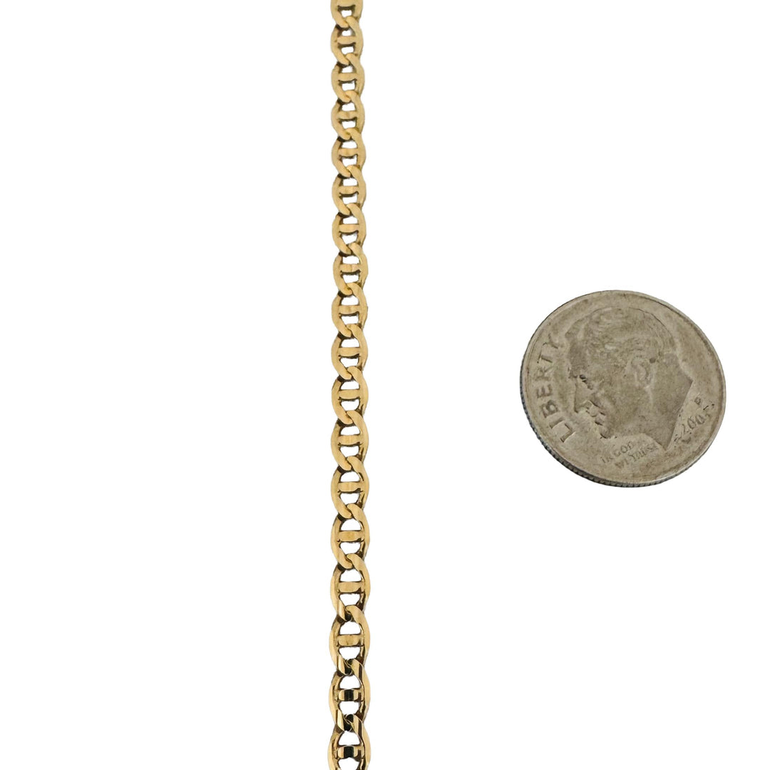 14k Yellow Gold 10g Solid Thin 3mm Mariner Link Chain Necklace Italy 26"