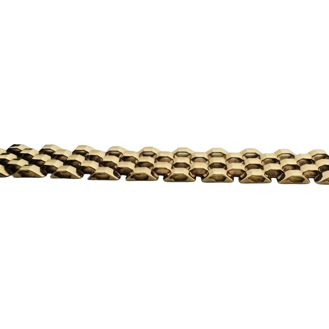 14k Yellow Gold 12.2g Vintage Faceted 8mm Panther Link Bracelet Italy 7"