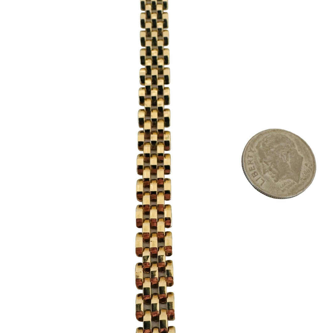 14k Yellow Gold 12.2g Vintage Faceted 8mm Panther Link Bracelet Italy 7"