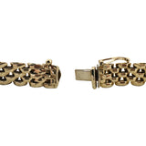 14k Yellow Gold 12.2g Vintage Faceted 8mm Panther Link Bracelet Italy 7"