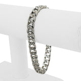 14k White Gold and Diamond 36.5g Solid Men's 9mm Curb Link Bracelet 8"