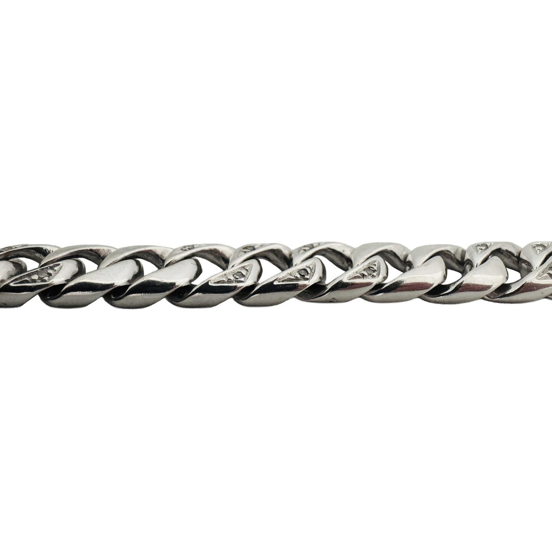 14k White Gold and Diamond 36.5g Solid Men's 9mm Curb Link Bracelet 8"