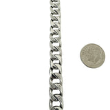 14k White Gold and Diamond 36.5g Solid Men's 9mm Curb Link Bracelet 8"