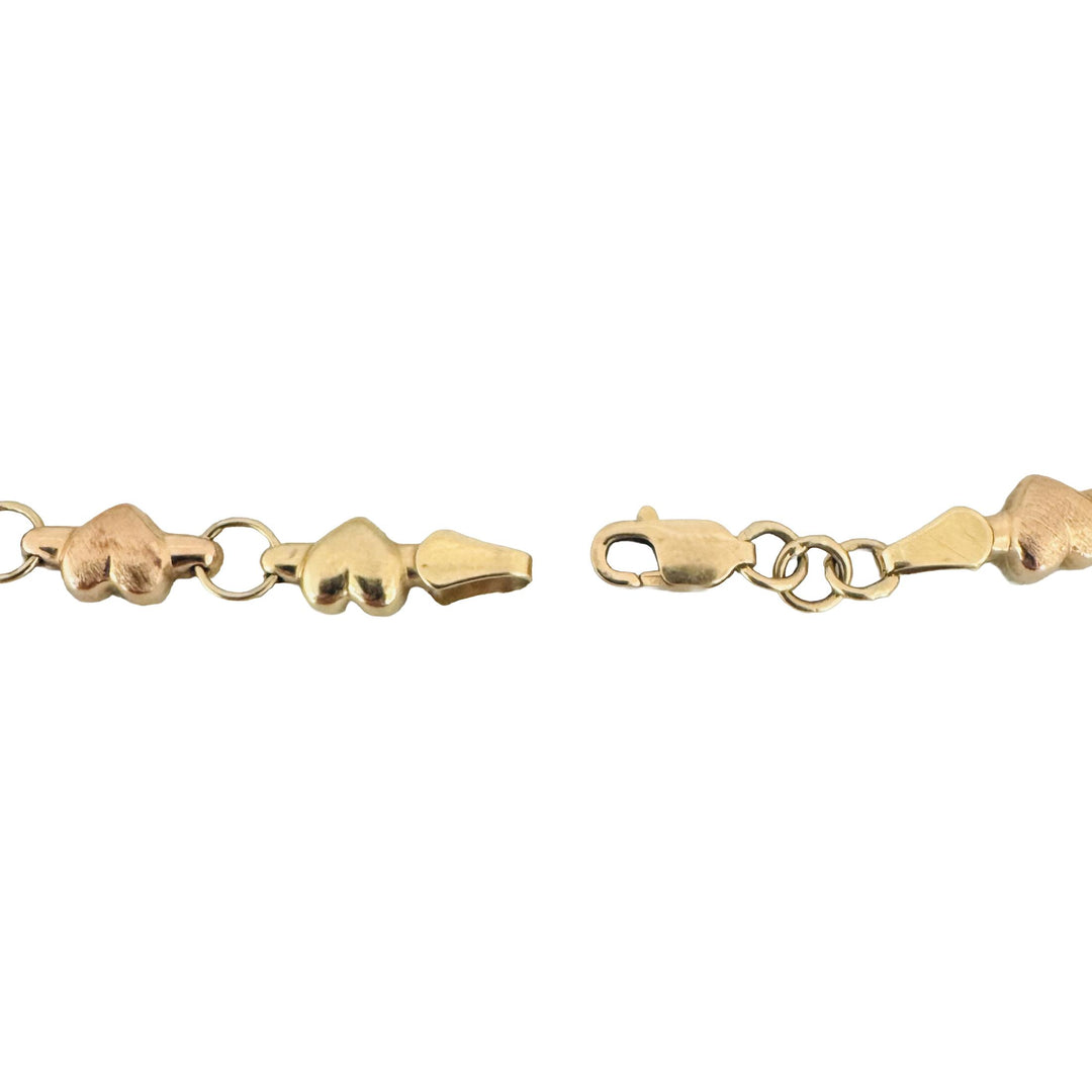 14k Yellow and Rose Gold 4.5g Hollow Light Ladies Heart Link Bracelet 7"