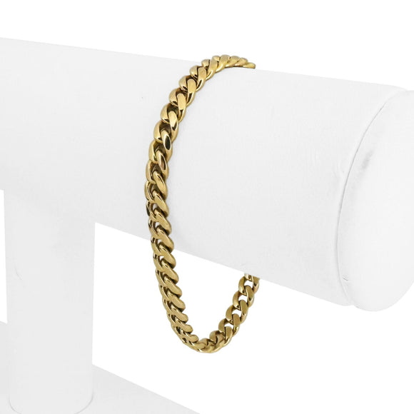 14k Yellow Gold 14.4g Solid Ladies 5.5mm Cuban Link Bracelet Italy 6.5