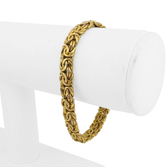 14k Yellow Gold 5.9g Light Hollow 8mm Byzantine Link Bracelet Italy 7
