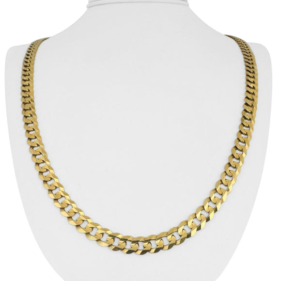 14k Yellow Gold 33.4g Solid Flat 7mm Curb Link Chain Necklace Italy 24