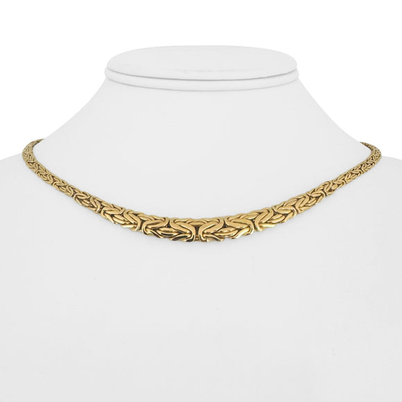 14k Yellow Gold 11.4g Ladies Graduated Byzantine Link Necklace Italy 17