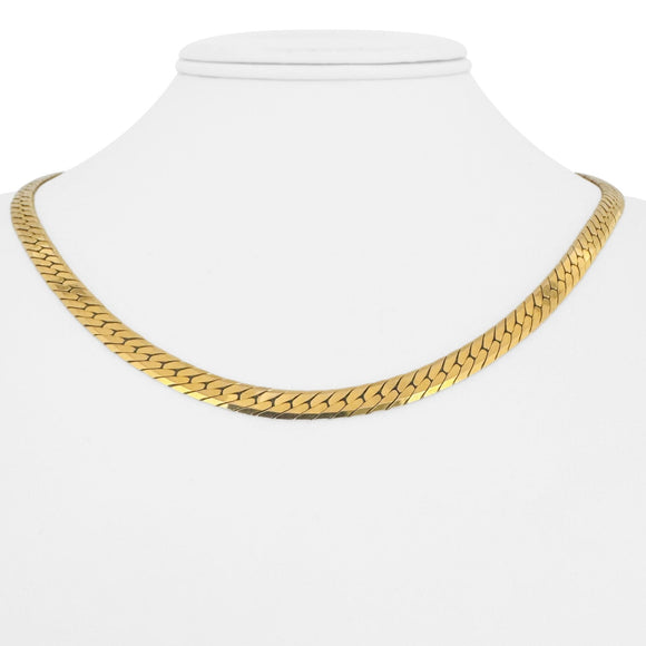 14k Yellow Gold 25g Solid Thick 5mm Herringbone Link Necklace Italy 18